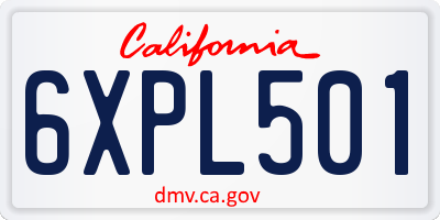 CA license plate 6XPL501