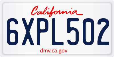CA license plate 6XPL502