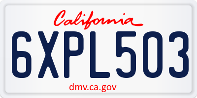 CA license plate 6XPL503