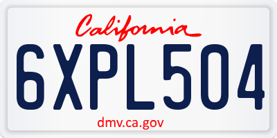 CA license plate 6XPL504