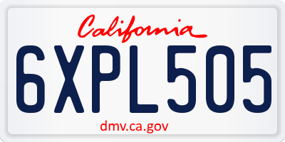 CA license plate 6XPL505