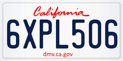 CA license plate 6XPL506