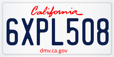CA license plate 6XPL508