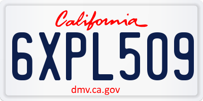 CA license plate 6XPL509