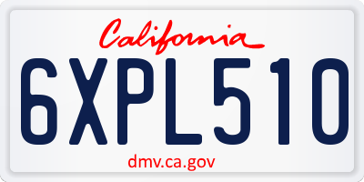 CA license plate 6XPL510