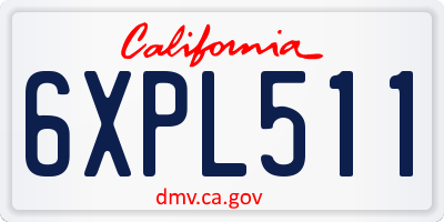CA license plate 6XPL511