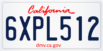 CA license plate 6XPL512