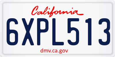 CA license plate 6XPL513