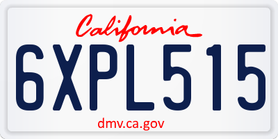 CA license plate 6XPL515