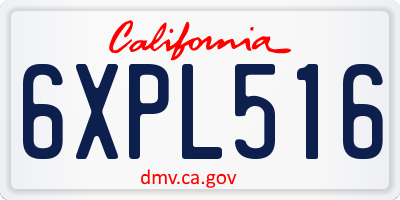 CA license plate 6XPL516