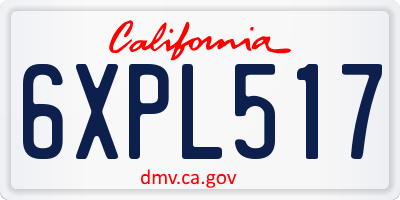 CA license plate 6XPL517