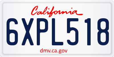 CA license plate 6XPL518