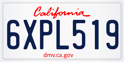 CA license plate 6XPL519