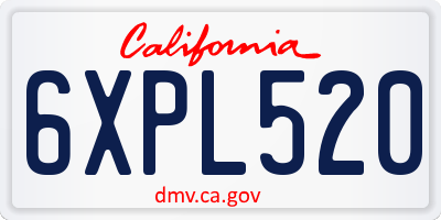 CA license plate 6XPL520