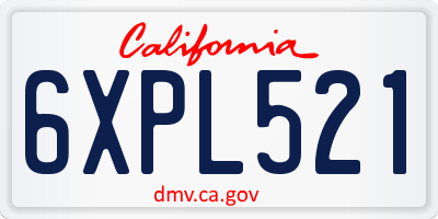 CA license plate 6XPL521