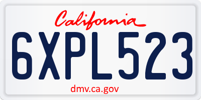CA license plate 6XPL523
