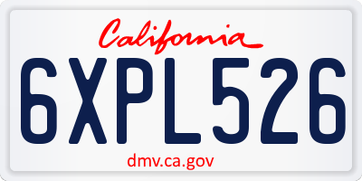 CA license plate 6XPL526