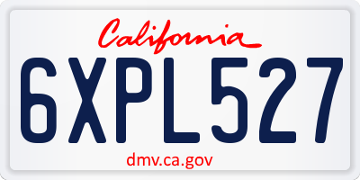 CA license plate 6XPL527