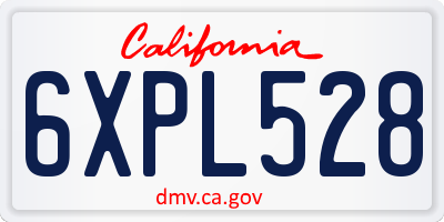 CA license plate 6XPL528