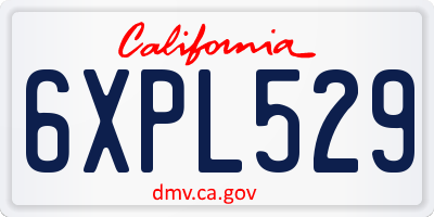 CA license plate 6XPL529