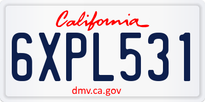 CA license plate 6XPL531
