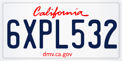 CA license plate 6XPL532