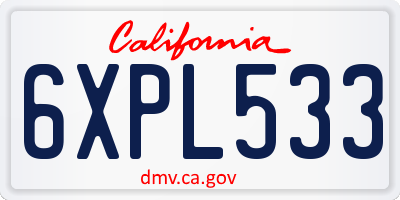 CA license plate 6XPL533
