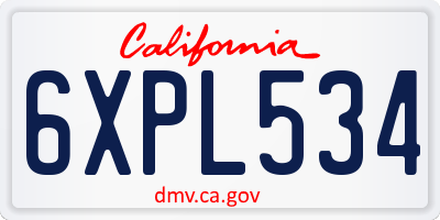 CA license plate 6XPL534