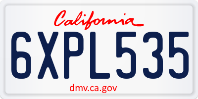 CA license plate 6XPL535
