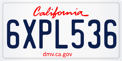 CA license plate 6XPL536
