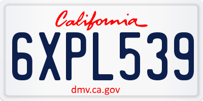 CA license plate 6XPL539