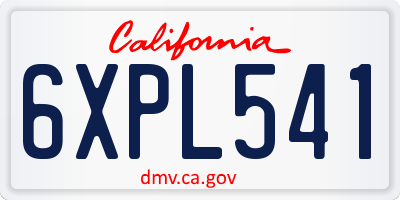 CA license plate 6XPL541