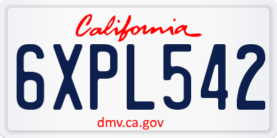 CA license plate 6XPL542