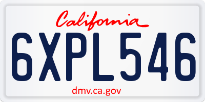 CA license plate 6XPL546