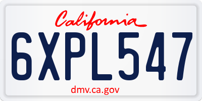 CA license plate 6XPL547