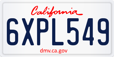 CA license plate 6XPL549