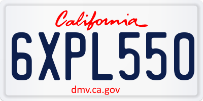 CA license plate 6XPL550