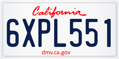 CA license plate 6XPL551