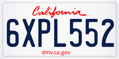 CA license plate 6XPL552