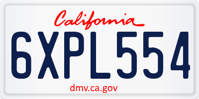 CA license plate 6XPL554