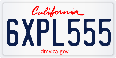 CA license plate 6XPL555