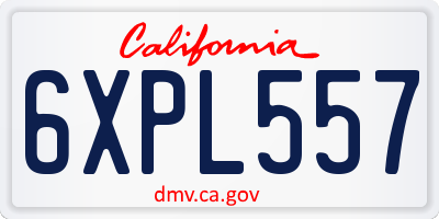 CA license plate 6XPL557