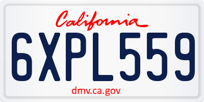 CA license plate 6XPL559