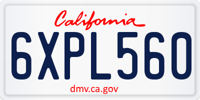 CA license plate 6XPL560