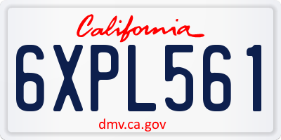 CA license plate 6XPL561