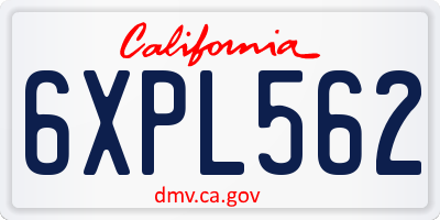 CA license plate 6XPL562