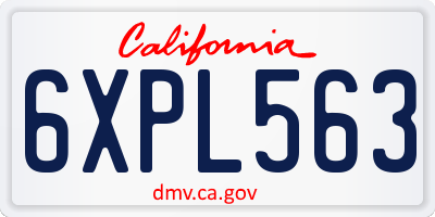 CA license plate 6XPL563