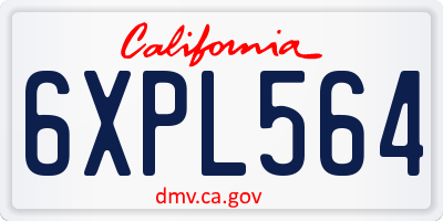 CA license plate 6XPL564