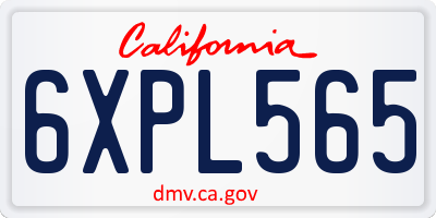 CA license plate 6XPL565