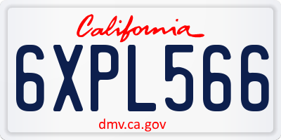 CA license plate 6XPL566